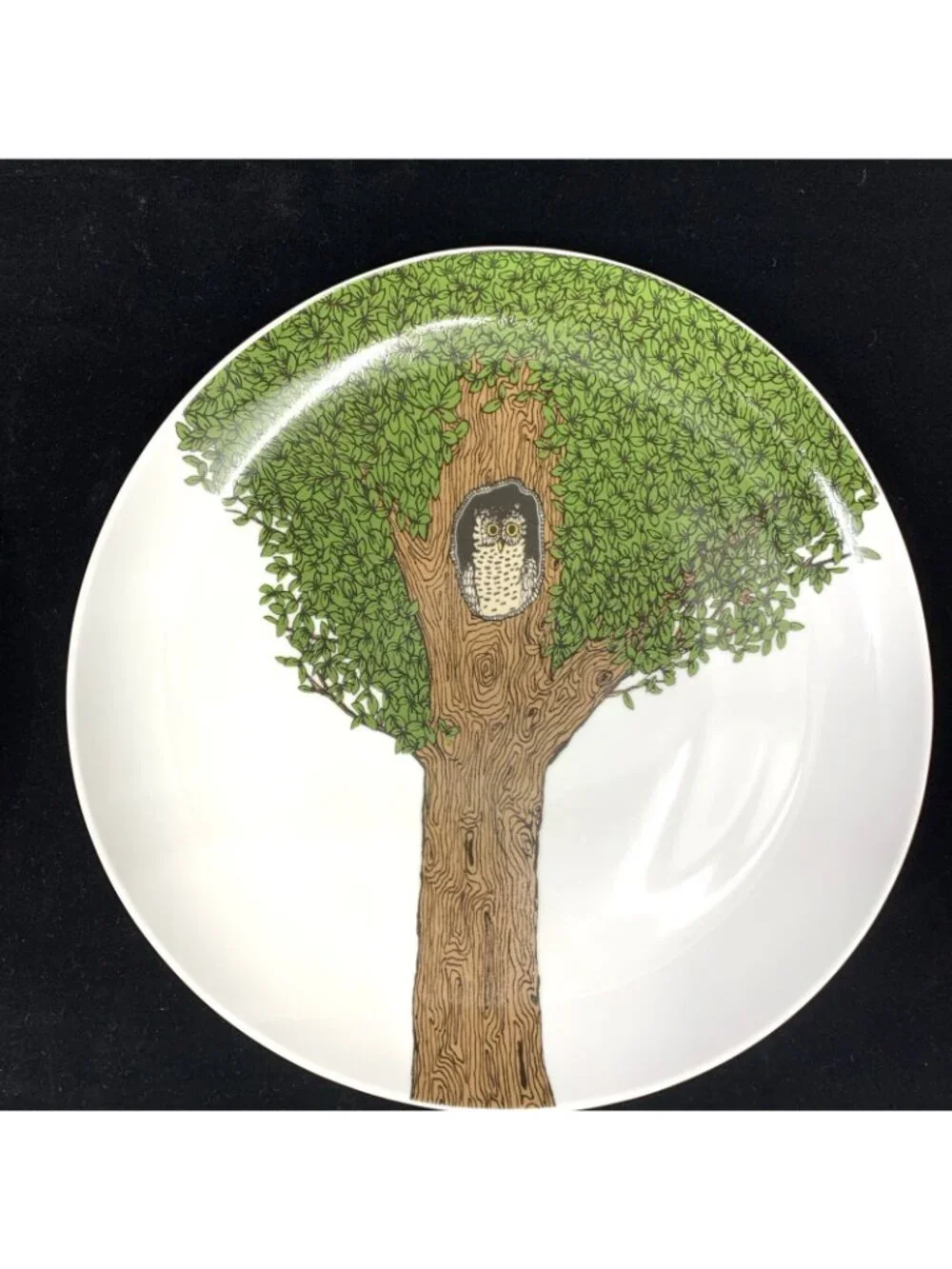 Vintage Set of 2 West Elm Owl in Tree Dessert Plates Rachel Kozlowski 8 5/8